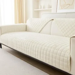 Vaskbare Flannel Sofabetræk, Nye Sofahyndebetræk, L-formet Sofabetræk (Beige Hvid, 70x70cm) Beige