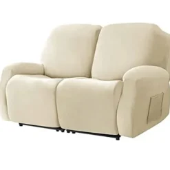 Velour Lænestolsbetræk, Blødt Velour Plys Sofabetræk til 2-personers Lænestol, Beige multi SOFABETRÆK