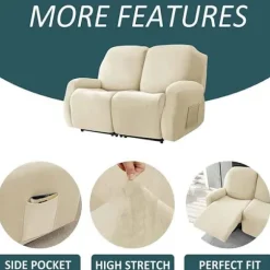 Velour Lænestolsbetræk, Blødt Velour Plys Sofabetræk til 2-personers Lænestol, Beige multi SOFABETRÆK