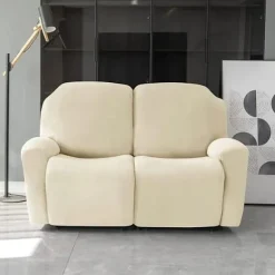 Velour Lænestolsbetræk, Blødt Velour Plys Sofabetræk til 2-personers Lænestol, Beige multi SOFABETRÆK
