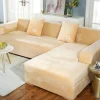 Velour Sofabetræk, Blødt Velour Plys Sofabetræk til Sofa, L Type 2+3 Sæder, Beige