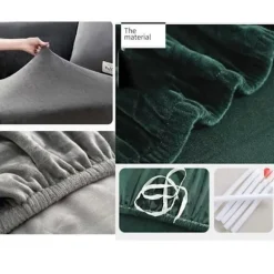 Velour Sofabetræk, Blødt Velour Plys Sofabetræk til Sofa, L Type 2+3 Sæder, Beige