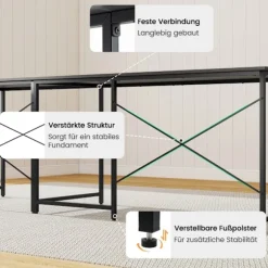 Vendbart L-formet skrivebord med ladestation, grå