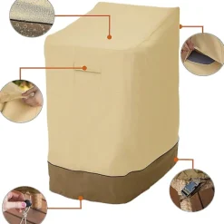 Veranda Vandafvisende Dæksel Stabelbare Have Stole Dæksel Tilbehør Khaki, 25.5l X 33.5d X 45h Tommer