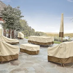 Veranda Vandafvisende Dæksel Stabelbare Have Stole Dæksel Tilbehør Khaki, 25.5l X 33.5d X 45h Tommer