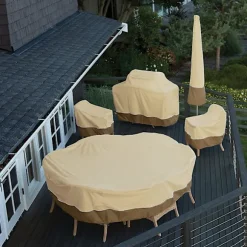 Veranda Vandafvisende Dæksel Stabelbare Have Stole Dæksel Tilbehør Khaki, 25.5l X 33.5d X 45h Tommer