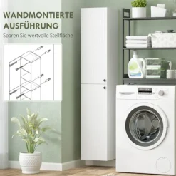 Væghængt Badeværelsesskab, Hvid MDF, 161 cm