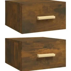 Væghængt natbord - Eksklusivt Hus - Røget eg - 35 x 35 x 20 cm - Sæt af 2 Røget eg