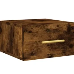 Væghængt natbord - Eksklusivt hjem - Røget eg - Fugtbestandigt ingeniørtræ - 35x35x20 cm Røget eg