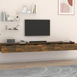 Væghængt skab - 2 dele - Røget eg - 102 x 30 x 20 cm - Ingeniørtræ rökt ek