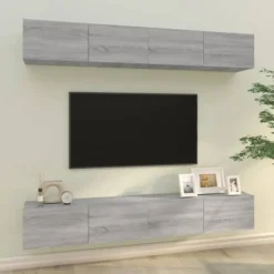 Væghængt TV-møbel - Eksklusiv Hus - Sonoma grå - 100 x 30 x 30 cm - Sæt 4 sonoma grå