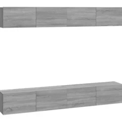 Væghængt TV-møbel - Eksklusiv Hus - Sonoma grå - 100 x 30 x 30 cm - Sæt 4 sonoma grå