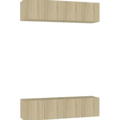Væghængt TV-møbel - Eksklusivt Hus - Sæt af 4 - Sonoma Eg - 60 x 30 x 30 cm sonoma ek