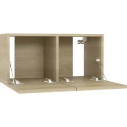 Væghængt TV-møbel - Eksklusivt Hus - Sæt af 4 - Sonoma Eg - 60 x 30 x 30 cm sonoma ek