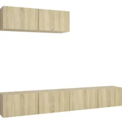 Væghængt TV-møbel - Eksklusivt hjem - 3 dele - Sonoma eg - Ingeniørtræ - 100 x 30 x 30 cm Sonoma ek