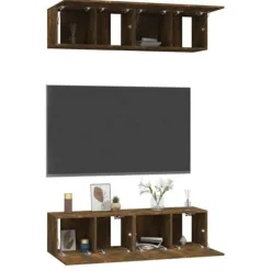 Væghængt TV-møbel - Maison Exclusive (sæt af 4) - røgfyldt eg - ingeniørtræ - 60 x 30 x 30 cm rökt ek