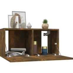 Væghængt TV-møbel - Maison Exclusive (sæt af 4) - røgfyldt eg - ingeniørtræ - 60 x 30 x 30 cm rökt ek