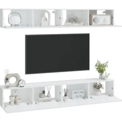 Væghængt TV-møbel - Maison Exclusive - Hvid - Ingeniørtræ - 100x30x30 cm (sæt af 4) Vit