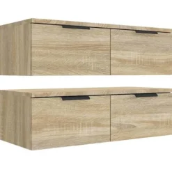 Væghængte skabe - Eksklusivt hjem - Sonoma eg - Fugtbestandigt ingeniørtræ - 68x30x20 cm (sæt af 2) Sonoma ek