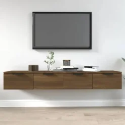 Væghængte skabe - Eksklusivt hjem - 2 stk - Mørk eg - Ingeniørtræ 68x30x20 cm Brun ek