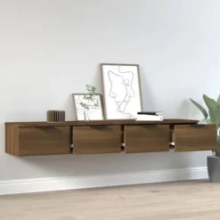 Væghængte skabe - Eksklusivt hjem - 2 stk - Mørk eg - Ingeniørtræ 68x30x20 cm Brun ek