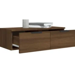 Væghængte skabe - Eksklusivt hjem - 2 stk - Mørk eg - Ingeniørtræ 68x30x20 cm Brun ek
