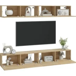Væghængte TV-møbler - Eksklusivt hjem - Sonoma eg - 4 dele - 100 x 30 x 30 cm sonoma ek