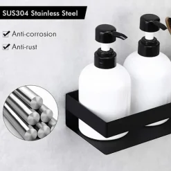 Væghylder 40CM Moderne Badeværelse Brusehylder SUS304 Rustfrit Stål Mat Sort-FF-
