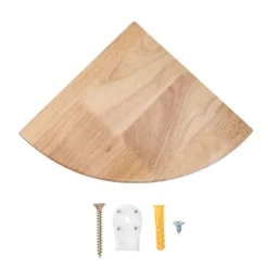 Vægmonterede hjørnehylder i træ, pladsbesparende reol til køkken, badeværelse, kontor, 23 cm, egetræ, praktisk design, 1 stk.