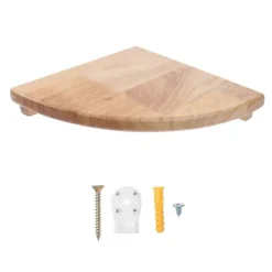 Vægmonterede hjørnehylder i træ, pladsbesparende reol til køkken, badeværelse, kontor, 23 cm, egetræ, praktisk design, 1 stk.