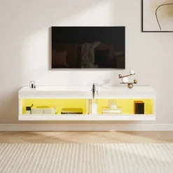 Vægmonteret TV-bord med RGB LED til 55-60 tommer TV