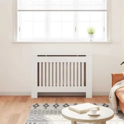 vidaXL Radiatorskjuler i MDF 112 cm hvid Vit white