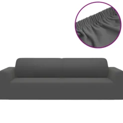 vidaXL Sofabetræk til 3-personers sofa med stræk Antracitfarvet Polyester Jersey (YH) Antracit silver