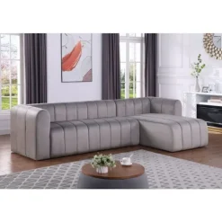 Vinkelsofa i velour "Victor Hugo" - 3 pladser - Grå Grå