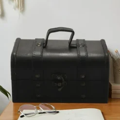 Vintage Trækiste Opbevaringsboks Antik Stil Kjolearrangør Spændeboks