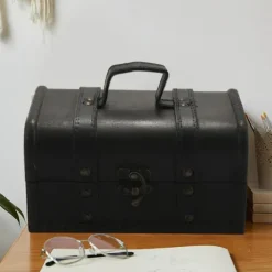 Vintage Trækiste Opbevaringsboks Antik Stil Kjole Organizer Spænde Boks