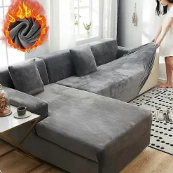 Vinterfløjlssofabetræk Kompatible med stue Elastiske møbelsofabetræk Chaiselong Hjørne L-formet sofabetræk 1 /2 /3 /4-WELLNGS navy blue 3seater 185-230cm | Fyndiq