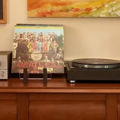 Vinylplade opbevaringsholder Stor kapacitet Akryl ender Display stativ Træ Lp Vinyl Album Desktop