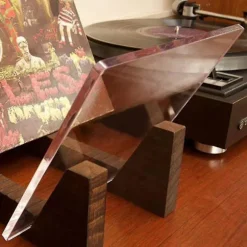 Vinylplade opbevaringsholder Stor kapacitet Akryl ender Display stativ Træ Lp Vinyl Album Desktop