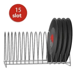 Vinylplade Stand Opbevaringsholder til Vinylplader Tørrebord Pladestativ 15 Slots