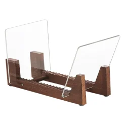 Vinylpladeholder i træ - Vinyl IP-pladeholder - Albumopbevaringsarrangør Display Stand Rack rummer op til 50 albums | DVD'er | CD'er - Brun