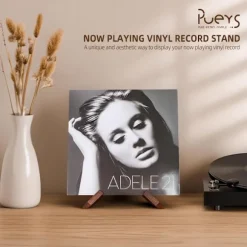 Vinylpladeholder i træ, Retro LP-displaystand, Rustik brun - Kompatibel med forskellige mærker[ZHE]