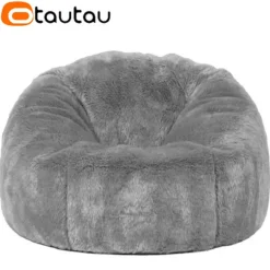 Voksne Børn Fluffy Faux Fur Sækkestol Puf Betræk uden Fyld Sækkestol Puf Salon Ottoman Hjørnesæde Sac DD003 MAIZE D3.3ft-100cm-cover