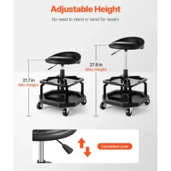 Værkstedspuf - DUOKU - Model 9022 - Højdejusterbar - Kapacitet 136 kg - Drejbar 360°