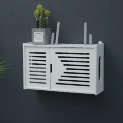 Wifi Router Opbevaringsboks Væghængende Hylde Træbeslag Gratis Punching Organizer 2
