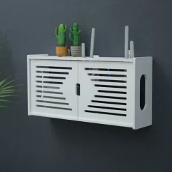 Wifi Router Opbevaringsboks Væghængende Hylde Træbeslag Gratis Punching Organizer 2