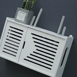 Wifi Router Opbevaringsboks Væghængende Hylde Træbeslag Gratis Punching Organizer 2