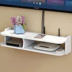 WIFI Router TV Boks Hylde Vægbeslag 2-etagers Skuffehylde