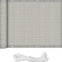 75X600cm Balkon Privatlivsafskærmning Balkonafskærmning HDPE Privatlivsafskærmning Balkonafskærmning med Øjer og Snore, Grå