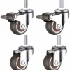 XVX Sæt med 4 små møbelhjul - 25 mm - Blødt gummi TPE - M6 x 15 mm - Gevind (2 dele med bremse) (25 mm)